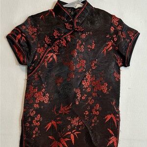 Charming Moy Black and Red Floral Dress for Kids